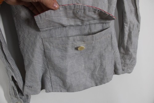 Cartonnier Anthropologie 0 Blue White Mini Stripe Cotton Linen Blazer Jacket - 第 5/8 張圖片