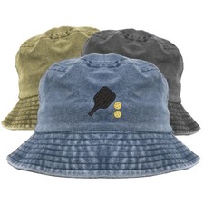 Pickleball embroidered bucket hat, pigment dyed bucket hat