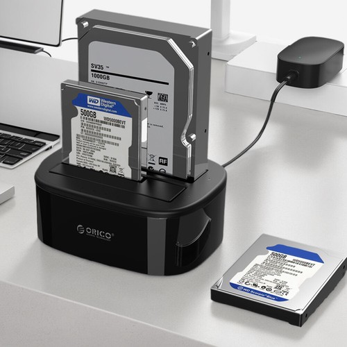 Dual-bay Hard Drive Docking Station Up To 20 TB Black for 2.5/3.5 Inch HDD/SSD - Photo 2/15