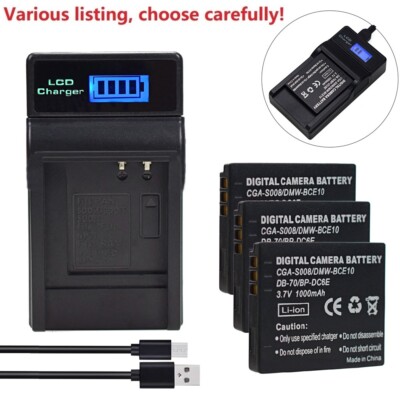 Battery or charger for Panasonic Lumix CGA-S008 DMC-FS3 DMC-FS5
