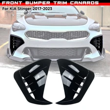 Black Front Bumper Vent Grill Hole Side Cover Body Kit For 2017-2023 KIA Stinger