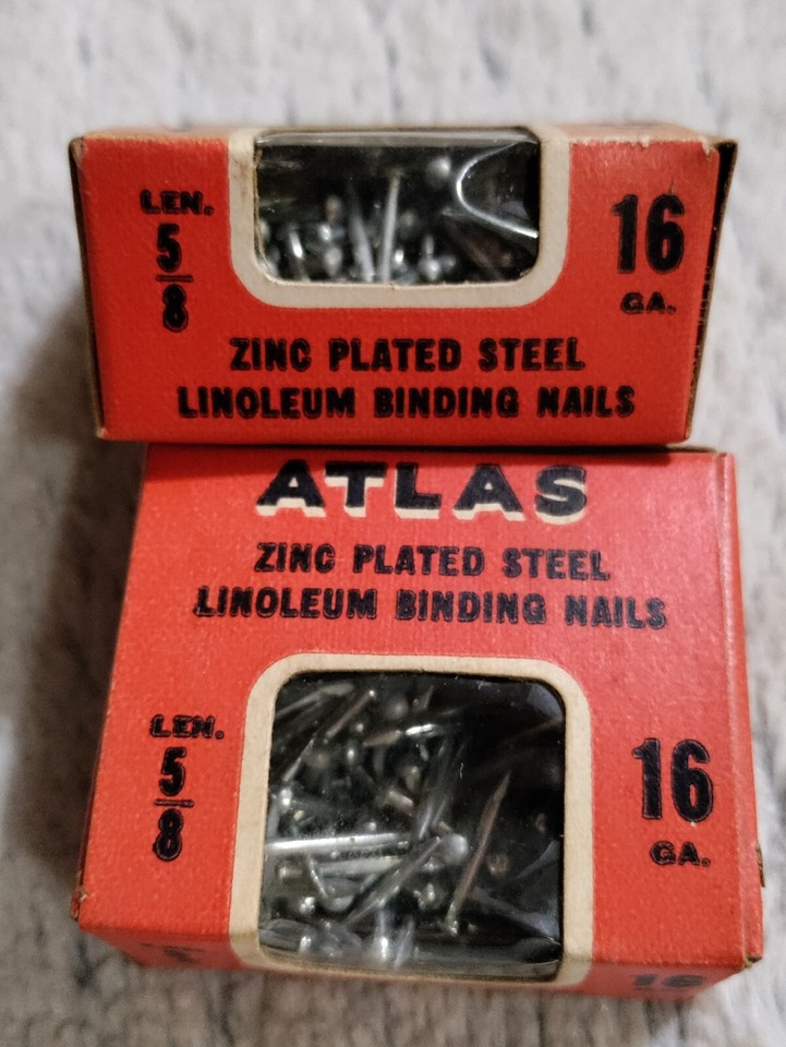 Atlas Tack Co. Linoleum Binding Nails Zinc Plated Steel 5/8" 16 GA. Lot
