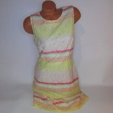 Ann Taylor Dress Size 8 Sheath Shift Colorful Lace Overlay Sleeveless Zip Up