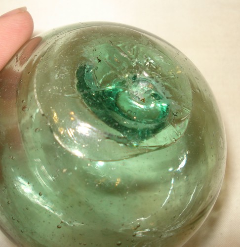 Vintage Japanisch Japan Aqua Grün 3" Glas Angeln Kugel Netz Kugel Schwimmer Boje H JJ - Bild 4 von 4