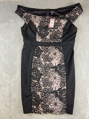 size 16 bodycon dress Torrid Floral Lace Sleeve Black NWT Reuniontower com