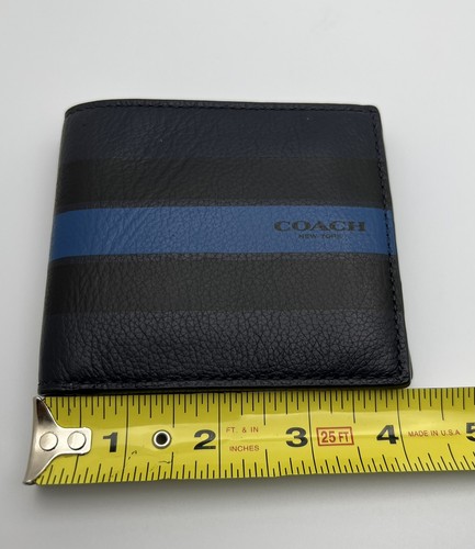 Coach Leather Wallet Varsity Stripe Card - Blue with Black, F75394 - Picture 8 of 8