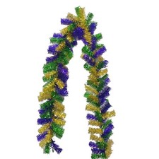 Mardi Gras Multi-Color Branch Garland, 6 ft purple green gold glitter ornament