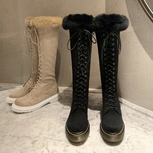 faux fur lace up booties