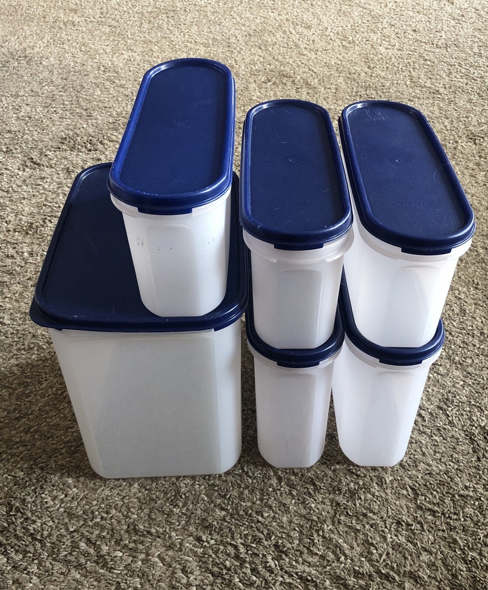 【週末限定セール】NEW MODULAR MATE STARTER SET Vintage Tupperware Modular Mates Blue Lids 12 Piece Set 1