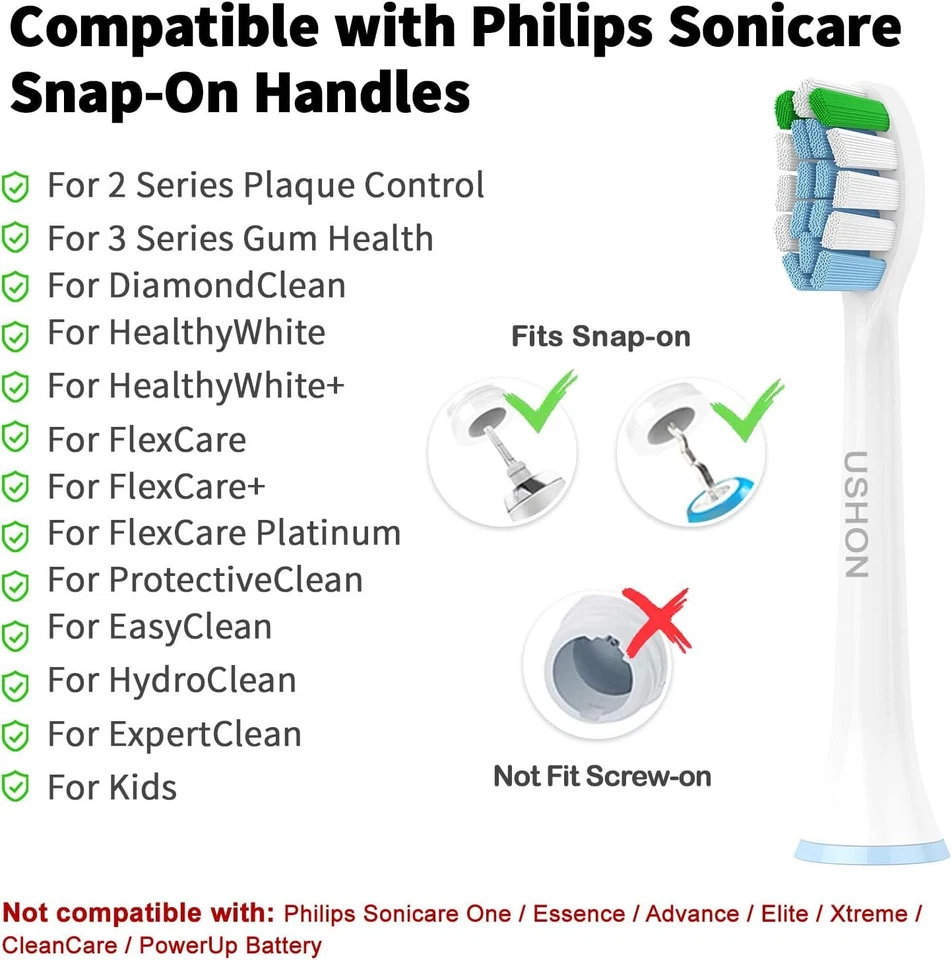 Paquete de 10 cabezales de repuesto para cepillo de dientes compatibles con Philips Sonicare Foto 4 de 4