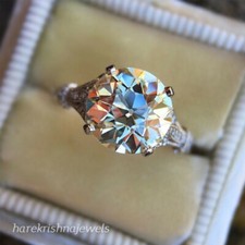 3CT Lab-Created Round Cut Diamond 14K White Gold Finish Engagement Wedding Ring