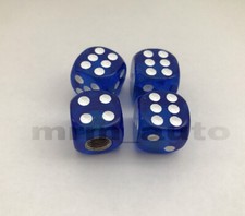 Dark Blue Translucent Dice 4 Pcs Tire Wheel Valve Stem Cap Bike Car Truck