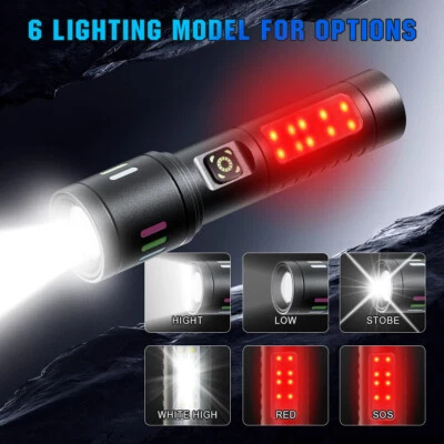 350000000 Lumen Super Bright LED Tactical Flashlight Rechargeable LED Work Light