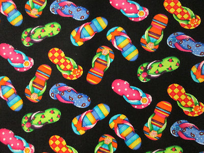 FLIP FLOPS SANDALS FANCY FLIP FLOP BLACK SMALL COTTON FABRIC FQ