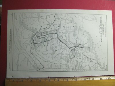 1918 BANGOR & AROOSTOOK RAILROAD SYSTEM MAP B&A RR STATIONS MAINE HISTORY
