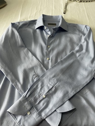 Canali Men Impeccabile Dress Shirt Light Blue 43 17 Made InItaly - Picture 5 of 7