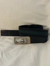 Gucci Size 37-39 Men's Vintage Reversible Canvas & Leather Belt 138610