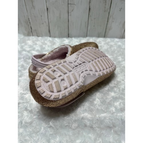 Crocs women’s Classic Lined Gold Glitter Clog - Picture 7 of 8