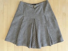 Brooks Brothers Purple, Cream, and Gray Pleated Houndstooth Wool Skirt sz 14