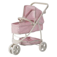 Olivia's Little World Polka Dot Princess Baby Doll Convertible Stroller, Pink