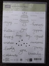 Stampin' Up Stamp Set ENDLESS BIRTHDAY WISHES Cling Stamps Cake Words 140273