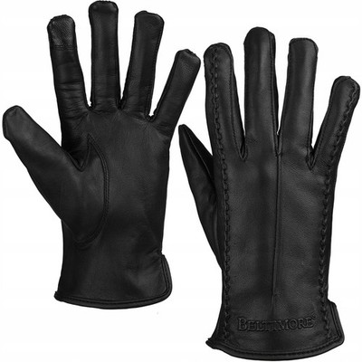 Damen-Lederhandschuhe, Fleece, Teddybär, NA SCREEN, Fünf-Finger-Handschuhe, M