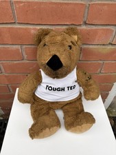 Vintage Tough Ted 1985 kleiner Bär Stofftier WESTE Tattoo zerrissenes Ohr Plüsch Teddy RAR