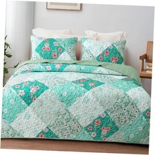 Patchwork Quilts Queen Size, Extra Soft Boho Full/Queen 96"x92" Light Green