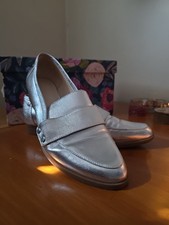 Nine West Silver Metallic Penny Loafers – Flat Slip-On Dress Shoe
