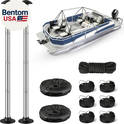 #ad Pontoon Cover Support Poles with Ring Sandbag Much More StableAdjustable Boat C $55.71