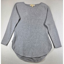 Michael Kors Womens Gray Knit Side Zip Tunic Sweater Size Small Boat Neck