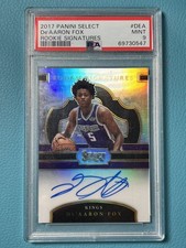 Deaaron Fox 2017-18 Panini Select 153/199 Auto Silver Rookie Signatures RC Psa 9