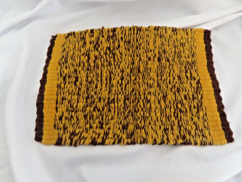 Vintage Dollhouse Miniature 1:12 Woven Rug  Gold Brown  9" x 6"
