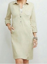 J. Jill Live in Chino Long Sleeve Khaki Dress Size 12 Petite