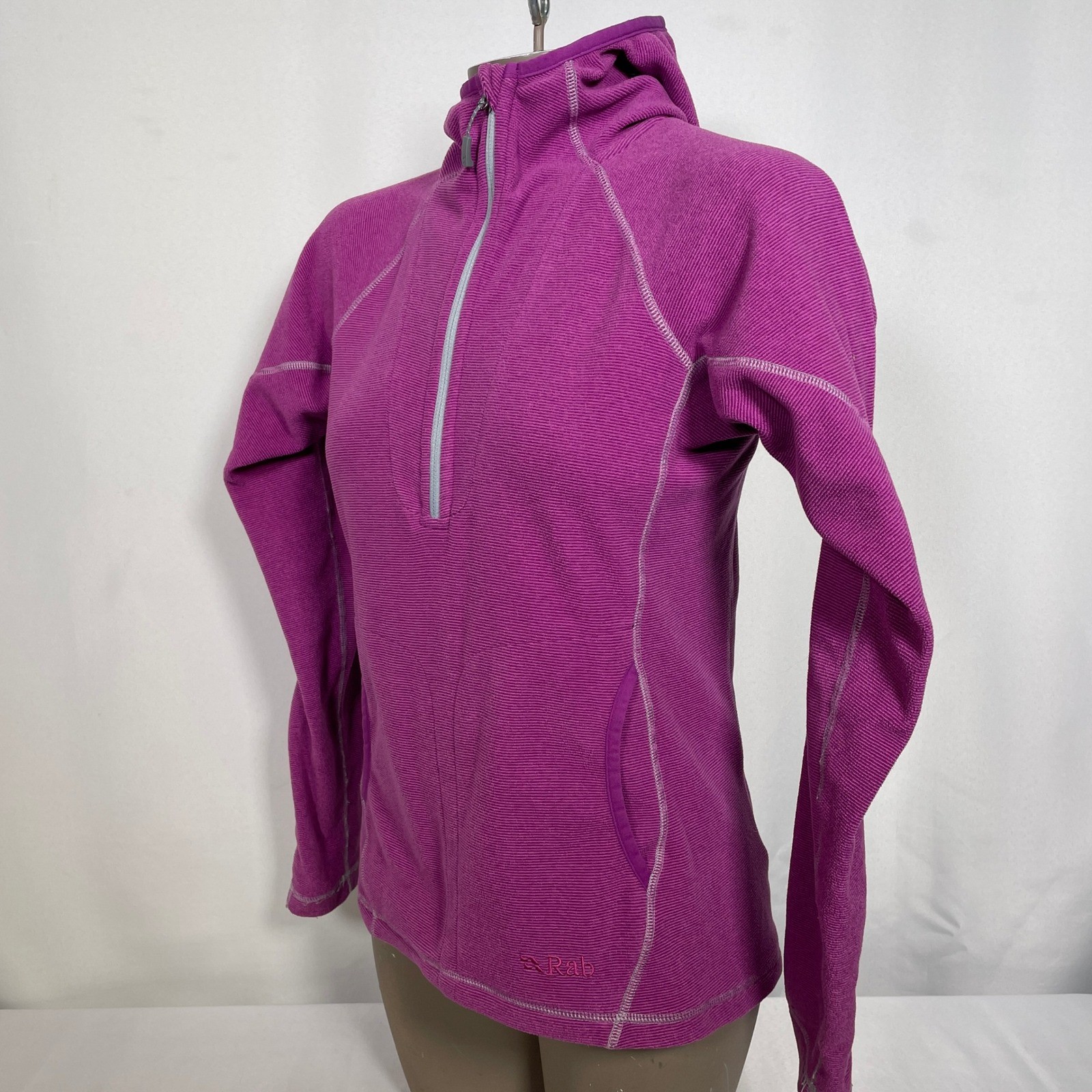 Rab Purple Polartec Fleece Quarter Zip Orbit Hoodie Jacket Women's SMALL image 6