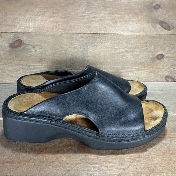 sandálias confortáveis naot rome feminino tamanho 39 sapatos couro preto slip on wedge - Imagem 2 de 4