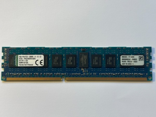 Kingston 8GB 1Rx4 PC3-12800R DDR3-1600 ECC Registered Server RAM KTD-PE316SK4/32