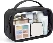 Tsa-Approved Toiletry Bag, Large Opening Clear Makeup Bag with Handle, Quart Siz