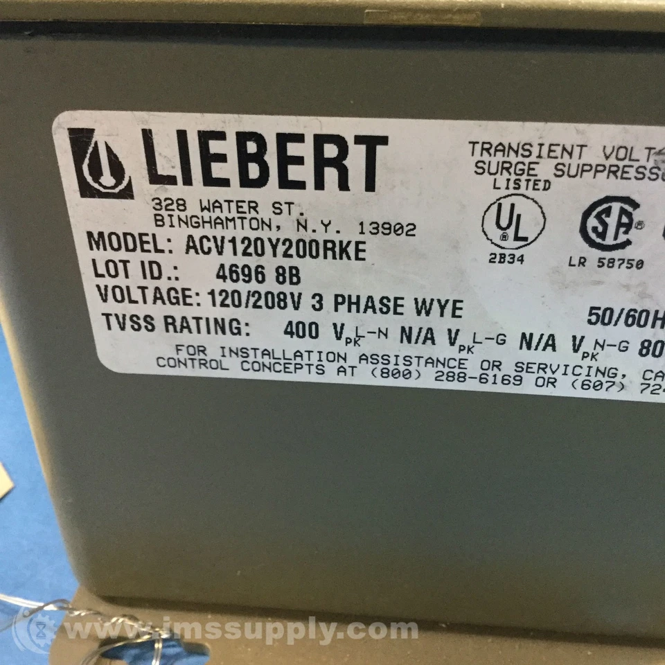 Liebert ACV120Y200RKE Surge Suppressor 120/208V 3PH 50/60HZ  3747 - Image 2 of 4
