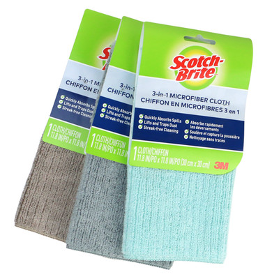 Scotch-Brite 3-in-1 Microfiber Cloth: 1-pack (Color May Vary) 9070-M