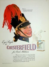 Original 1940 Vintage Chesterfield Ad: Ft. Eyes right to Chesterfield for Mild