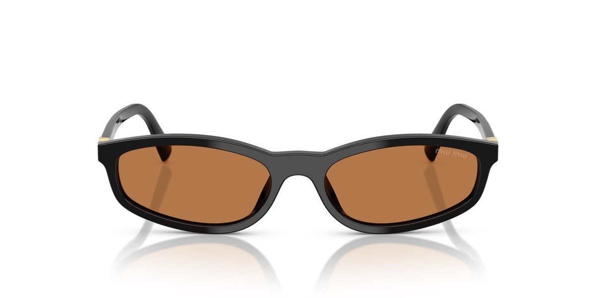 MIU MIU MU A06S 16K10I Black Gold Light Brown Lens Women 