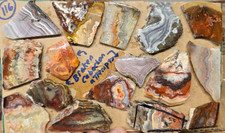 Assorted Lace Agates, Trimmed Cabochon Slabs Preforms 16 Pcs, Flat 116