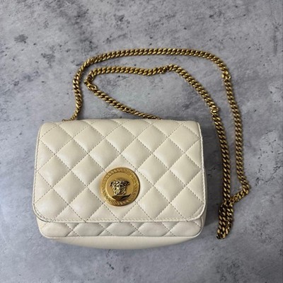 VERSACE Nappa Quilted Medusa Chain Crossbody Bag White Design Flap  Japan