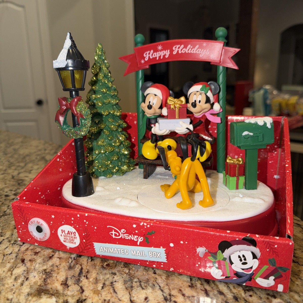 Disney Mickey & Minnie Mouse Christmas Animated Mail Box Scene
