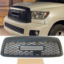 Abs Black Front Grille Fit For 2008-2018 Toyota Sequoia Upper Bumper With Light