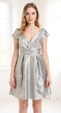 ALFRED SUNG SILVER GRAY CAP SLEEVE FIT & FLARE DRESS SZ 12