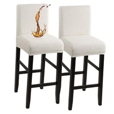  Waterproof Bar Stool Covers, Stretch Pub Stool Chair Cover Removable 2 T-beige