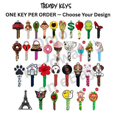 Trendy Decorative Key Blank   Multiple Designs Available   Fits Kwikset / Schlag