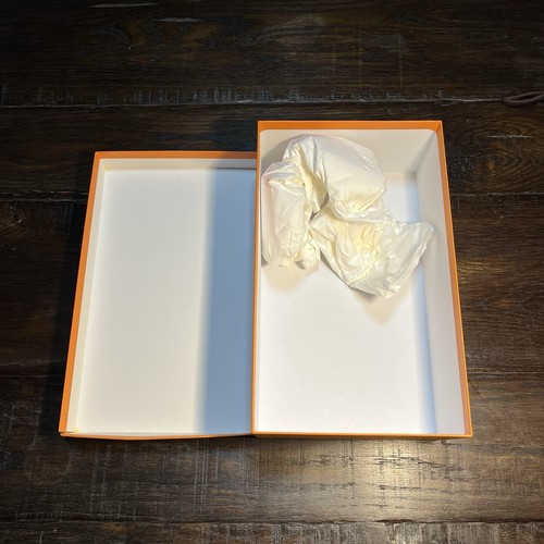 HERMES Empty Orange Shoe Box 14x8.5x5” 2 Drawstring Dust Bags Receipt Holder - Picture 14 of 20